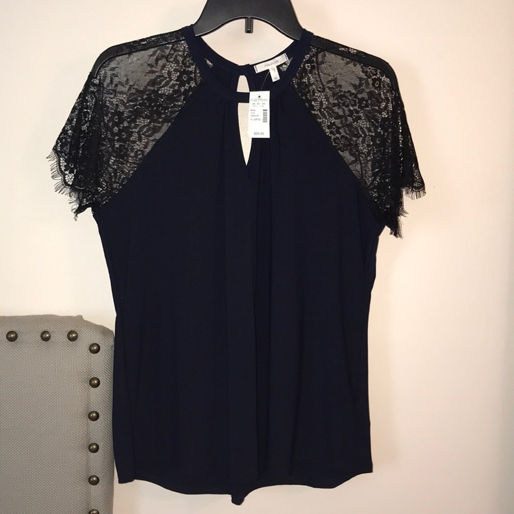 Maurice's Navy and black lace blouse NWT size XL
